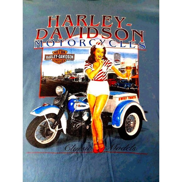Y2k Harley Davidson T Shirt Motorcycles "Classic Models" Blue Mens Mediu… - Picture 2 of 7